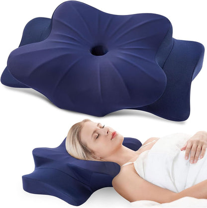 DONAMA Cervical Pillow for Neck and Shoulder,Contour Memory Foam Pillow,Ergonomic Neck Support Pillow for Side Back Stomach Sleepers with Pillowcase