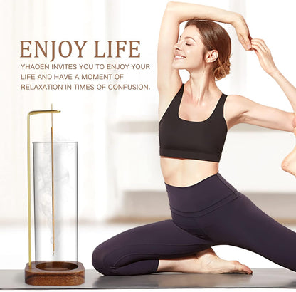 YHAOEN Incense Holder, Insence- Stick Holder [Anti-Ash Flying] with Removable Glass Ash Catcher Mess-Free Incense Burner Holder, Incense Stick Holder for Home Decor Yoga Spa, Unique Incense Burner