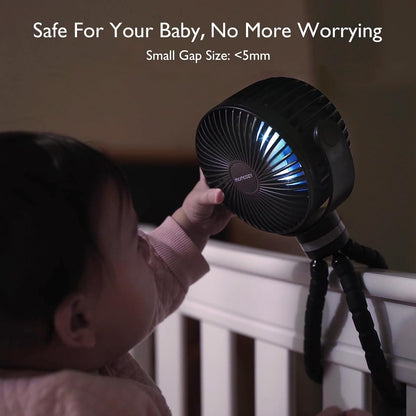 Momcozy 8000mAh Portable Stroller Fan | 27H Ultra-long Battery Life