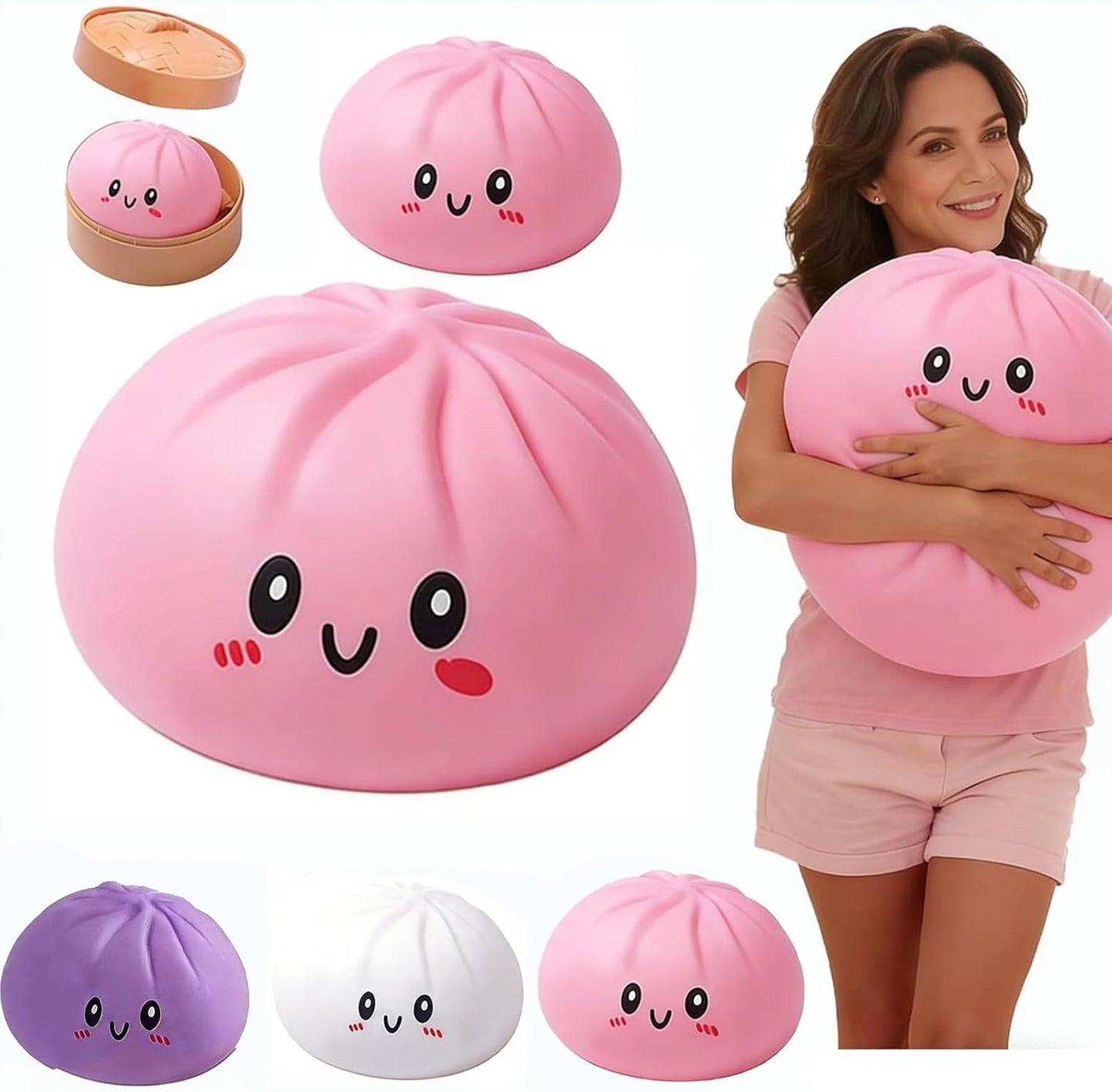 Giant Dumpling for Adults, 4/6/10 Inch Jumbo Dumpling Stress Ball, Soft Squeeze Decompression Dough, Anxiety Relief Fidget, Adult Fidget Tool (Purple L: 25cm/10 Inch)