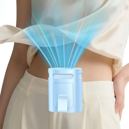 Portable Fan Attaches to Belt Shirt-Little Waist Fan Clip on Undershirt Pants Pocket Hip,Cordless Personal Fans that Blow Cold Air, Strap Hangs Neck Conditioner for Travel Camping Sports White