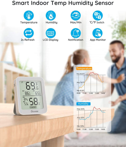 Govee Indoor Hygrometer Thermometer H5075 with Bluetooth App Control