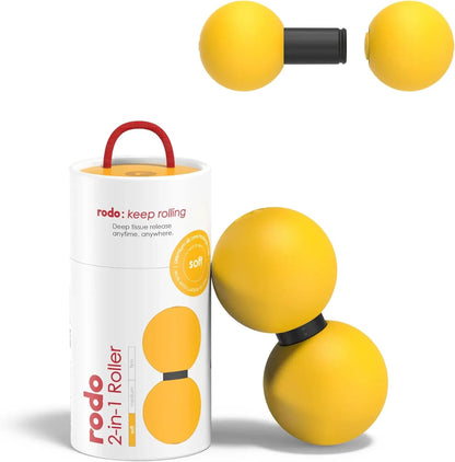Rodo 2-in-1 Soft Peanut & Lacrosse Ball Roller | Deep Tissue Massage Tool for Fascia, Plantar Fasciitis, Hips & Back | Mobility & Recovery Roller | Compact, Travel-Friendly, Pilates & Therapy Ready