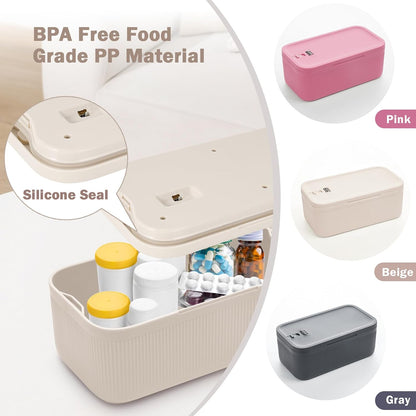 Lockable Storage Box, Small Lock Box with Combination Code for Phone/Medicine Safe/Food Home/Refrigerator/Office/Personal Items/Travel/Gift,9.25 x 5.04 x 3.62’’