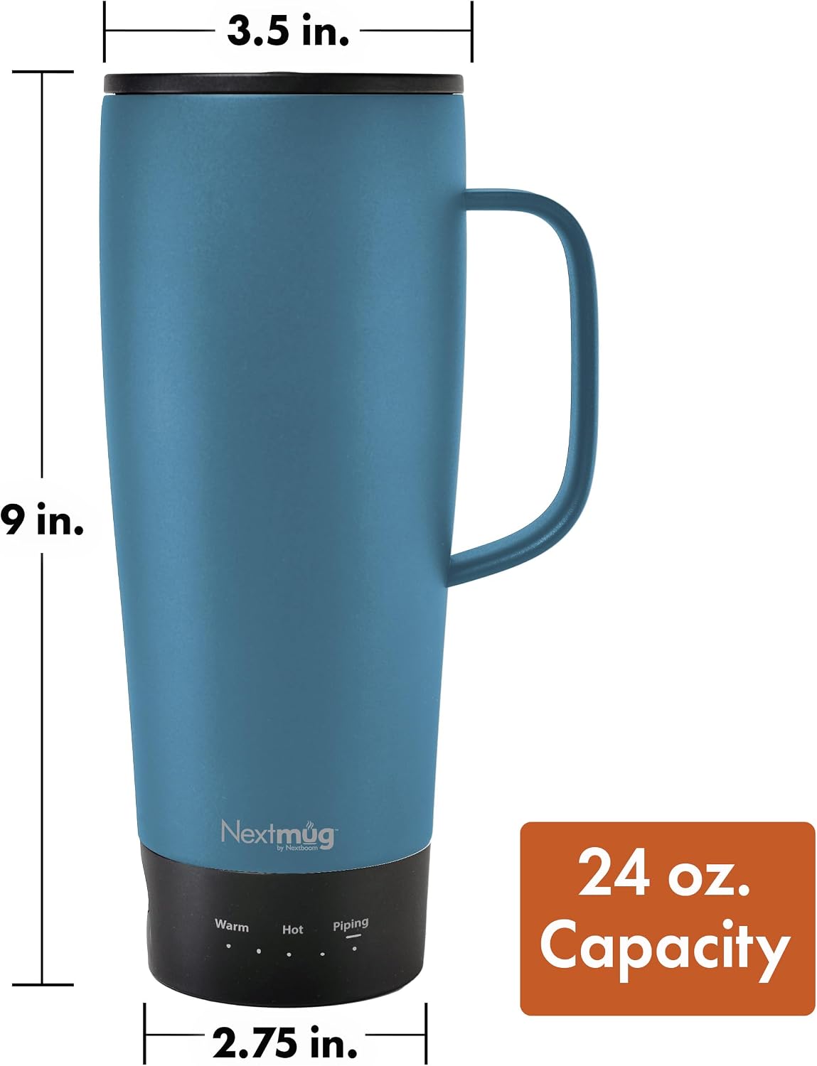Nextmug Go - Temperature-Controlled, Self-Heating Travel Mug