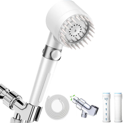 Shower Head with Handheld, Shower Heads High Pressure, High Flow Even with Low Water Pressure-Hand Held Showerhead Set,3 Modes Filtered Showerhead with 59″Replacement Hose/Bracket/Cotton Filters