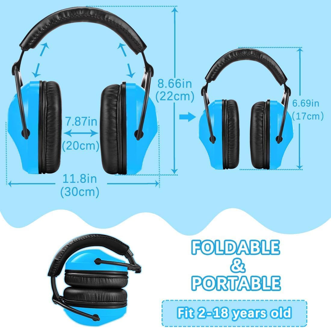 ZOHAN EM030 Kids Ear Protection, Noise Cancelling Headphones Ear Muffs for Autism Sensory, Safety Noise Reduction Hearing Protection for Monster Truck/Concerts/Fireworks/Air Shows