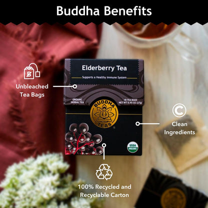 Buddha Teas Organic Elderberry Tea - Herbal Tea, Caffeine Free