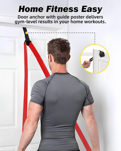 Zacro Resistance Bands Set with Door Anchor, Heavy Duty Pull Up Exercise Bands for Working Out, Muscle Power Strength Training, Physical Therapy, Home Fitness Gym Equipment for Men & Women