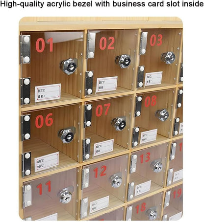 Cell Phone Charging Stations Wooden Mobile Phone Storage Boxes, Multiple Cells Mobile Phone Management Storage Cabinet, Wall Mounted Box with Door Locks -Keys, Save Space, Cla(Naturalb-15Slots)