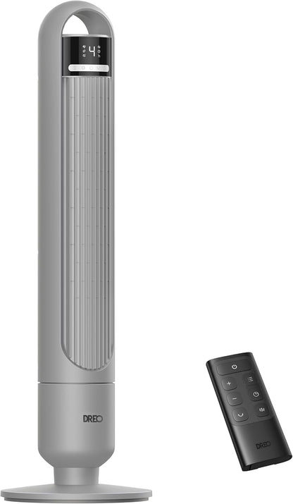 DREO Tower Fan for Bedroom, 90° Oscillating Standing Fans for Room with 4 Speeds, 3 Modes, 28dB Quiet for Sleep, 26ft/s Velocity, 8H Timer, Remote, Living Room, Office, Home, Black