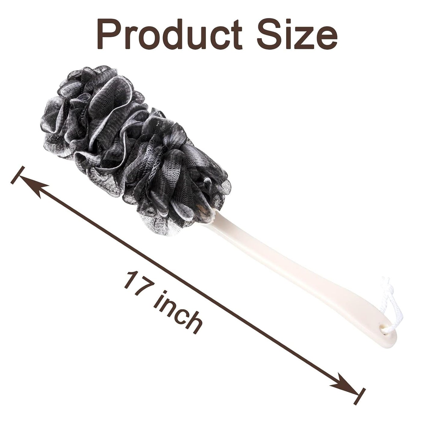 Back Scrubber for Shower, Loofah Long Handle Bath Body Brush, Soft Nylon Mesh Sponge On a Stick for Shower Men Women Kids Elderly, Exfoliating Scrub Cleaning Luffa for All Kinds of Skin(Blue)