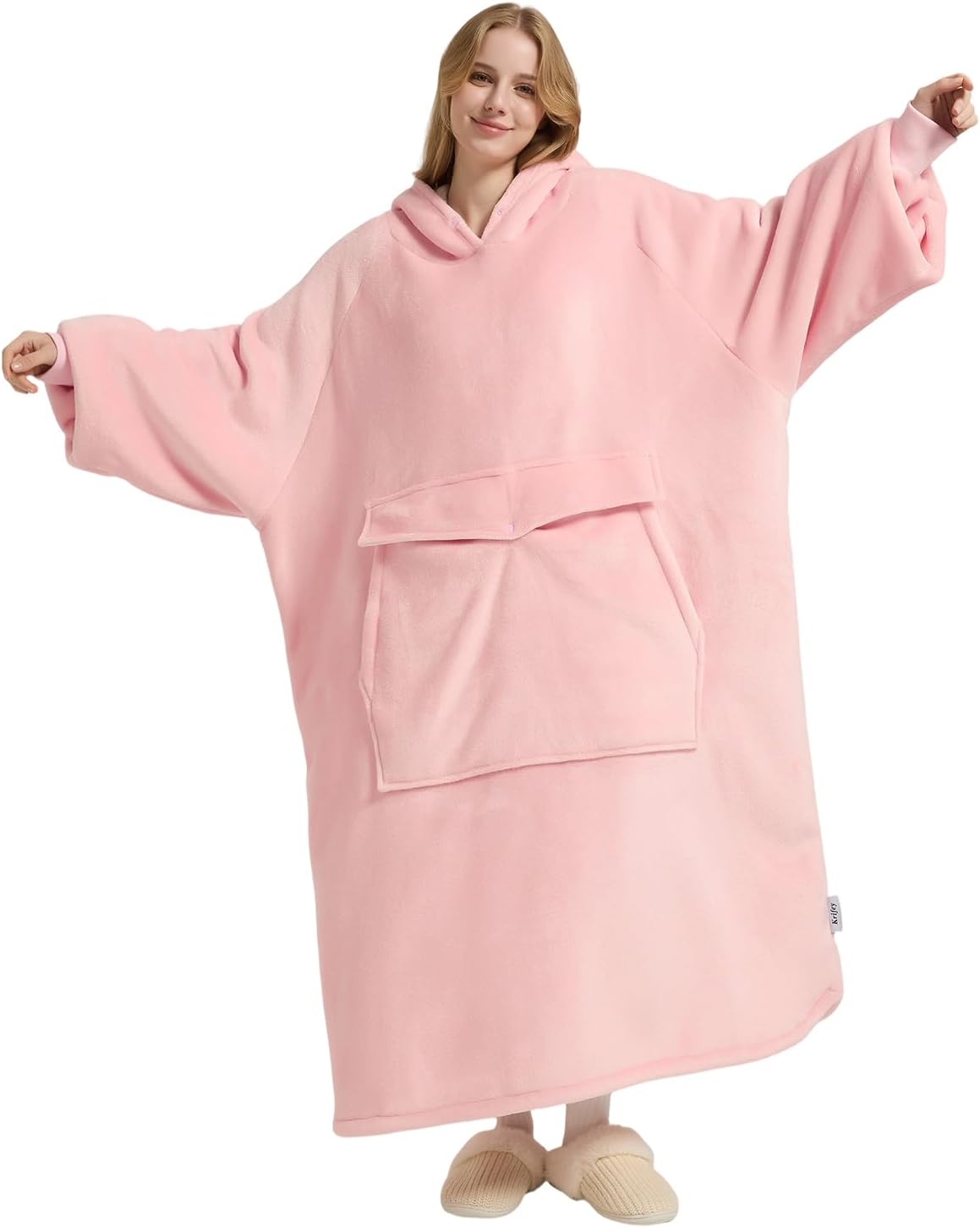 Krifey Wearable Blanket Hoodie, Oversized Sherpa Hooded Blanket for Adults | Soft sherpa fleece with sleeves and pocket; oversized fit for lounging, WFH, camping, Christmas and white elephant gifts.