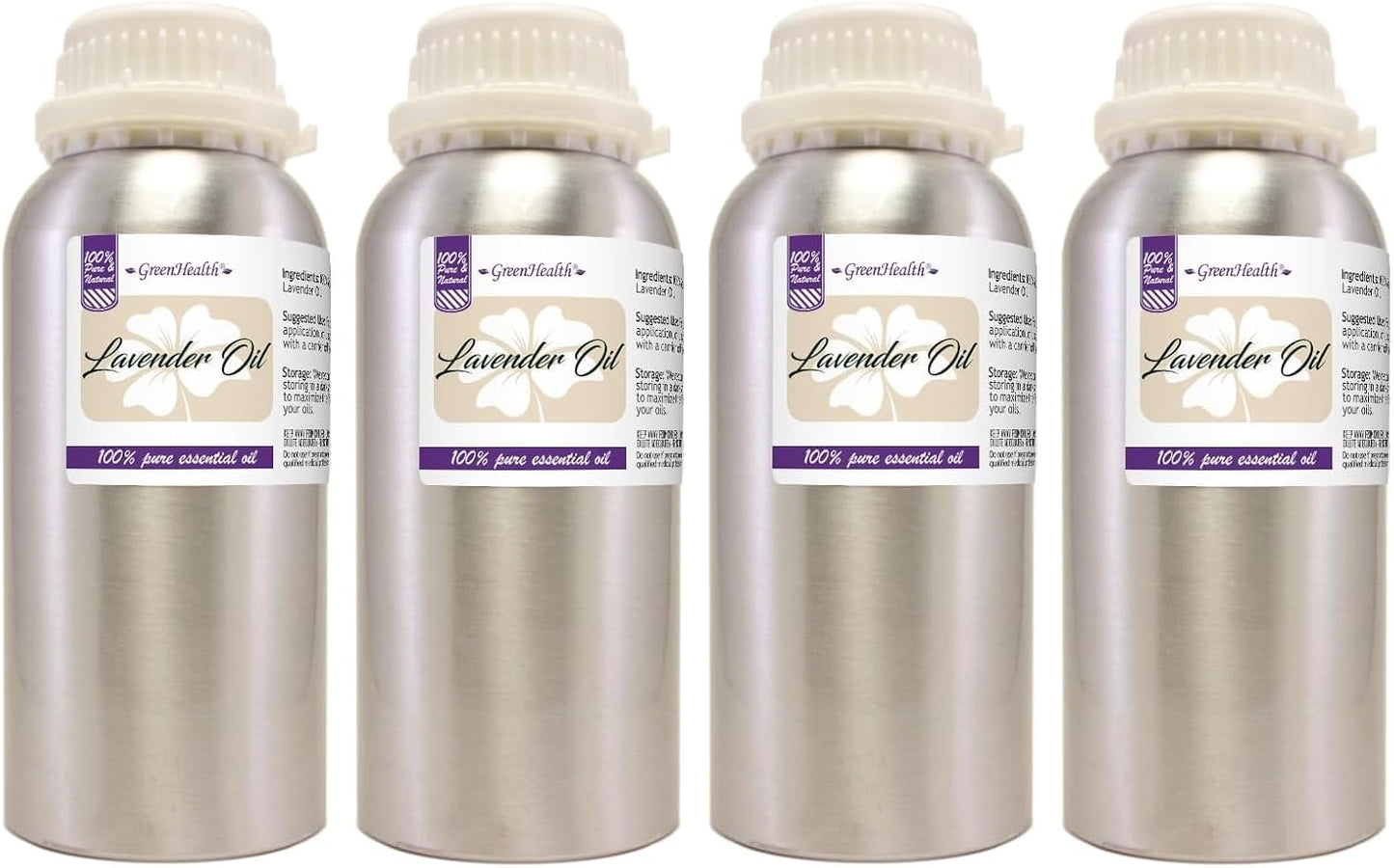 2 Bottles – GreenHealth Lavender Essential Oil – 16 fl oz Each (32 fl oz Total) – 100% Pure & Uncut – Aluminum Bottles – Bulk Lavender Oil for Diffuser, Aromatherapy, Soap Making & Candles
