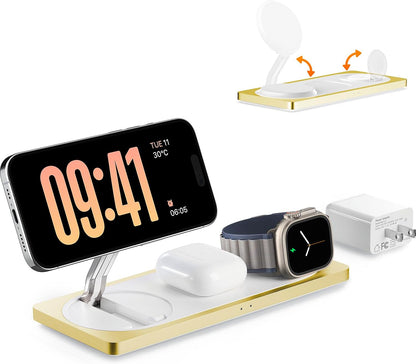 PETINO 3 in 1 Wireless Charging Station for Apple Devices with MagSafe