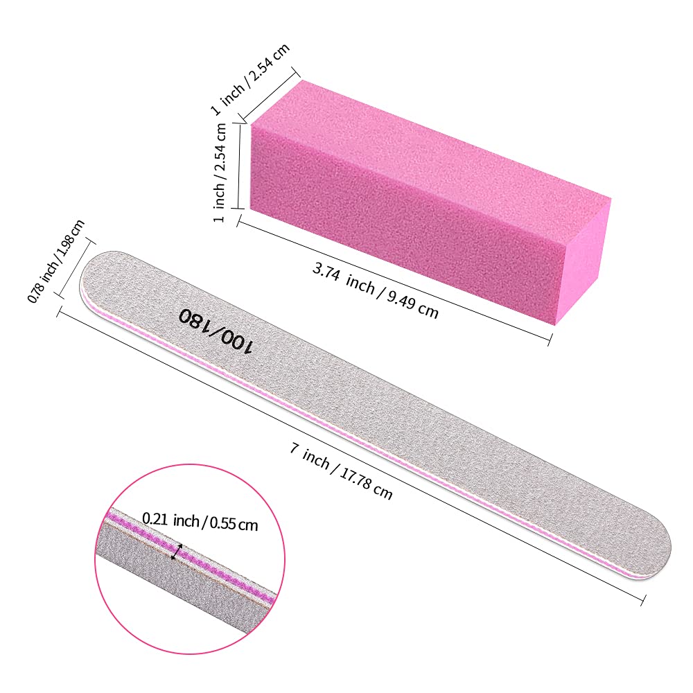 TsMADDTs Nail Files and Buffers, Professional Manicure Tools for Nail Care | Durable Emery, For Natural Or Acrylic Nails, Shaping and Polishing, Salon-Quality, DIY or Pro, 12PCS 100/180 Grit Nail Files