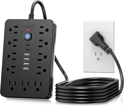 6 FT Flat Plug Surge Protector Power Strip,11 AC Outlets with 6 USB Ports