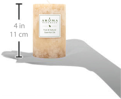 Aroma Naturals Essential Oil Orange and Lemongrass Scented Pillar Candle, Ambiance, 2.5 inch x 4 inch, Yellow