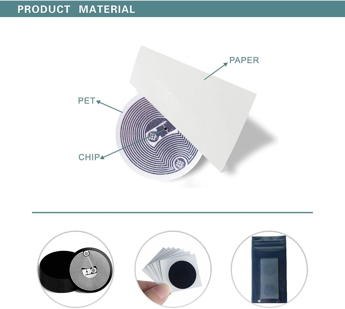NFC Stickers NFC Tags Sticker NTAG215 NFC Rewritable Black Tags NFC 215 RFID Sticker (25mm) Programmable NFC Tag 504 Bytes Compatible with iPhone and All Other NFC Enabled Devices