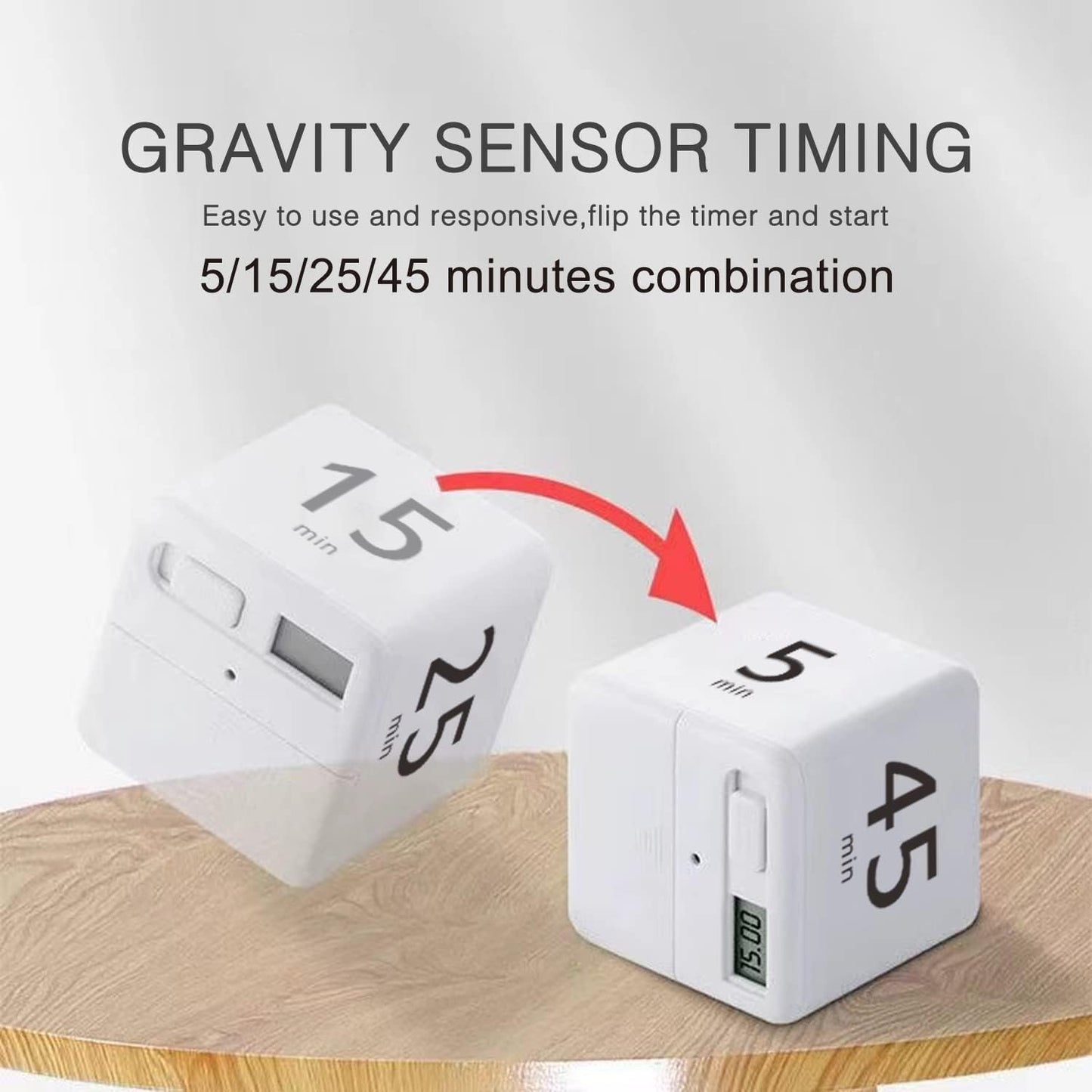 Pomodoro Cube Timer, Productivity Visual Timer 5/25/15/45 Minutes Preset, Desk Portable Rotating Multi Timers for ADHD Time Management Work Study Cooking Workout School