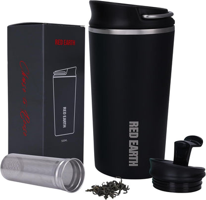 GiNT 17oz Travel Tea Mug with Infuser, 2 Lids. Vacuum Insulated 316 Stainless Steel Coffee Mug. Dishwasher Safe Tea Cup with Strainer for Hot & Cold Brew Coffee. Mothers Day Gifts for Mom (Green)
