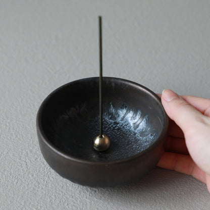 Asayu Japan Zen Incense Holder, 3.9in (100mm) Ceramic Incense Bowl