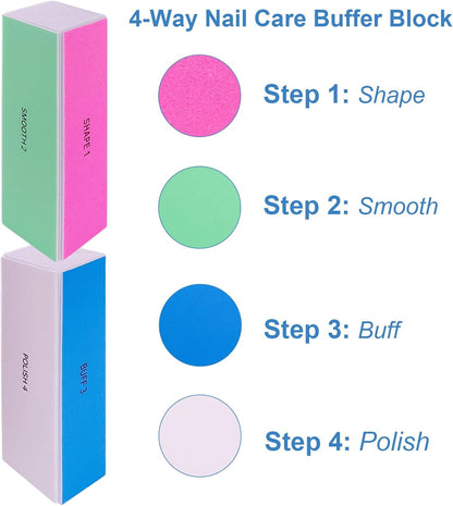 Nail File and Buffer Set, 4 Way Nail Buffers Shine Kit Professional Nail Files for Natural Nails Manicure Filer Filing Polishing Buff Nail Care Smoother Buffing Fingernail 100/120/240/600/3000 Grit