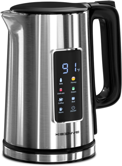 KEINVE 1.7L Electric Kettle, Touch Screen, No Plastic Interior