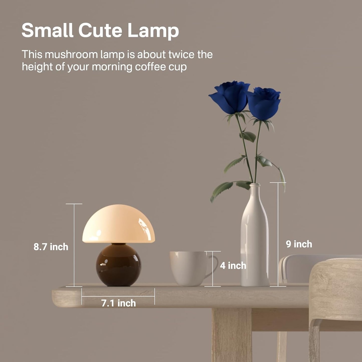Dawnwake Mushroom Lamp Table Lamp for Bedroom,Desk Bedside Small Lamps for Living Room Night Stands,Mushroom Decor Cute Mini Modern Mid Century Lamps,Unique Aesthetic Home Living Room Decor(White)