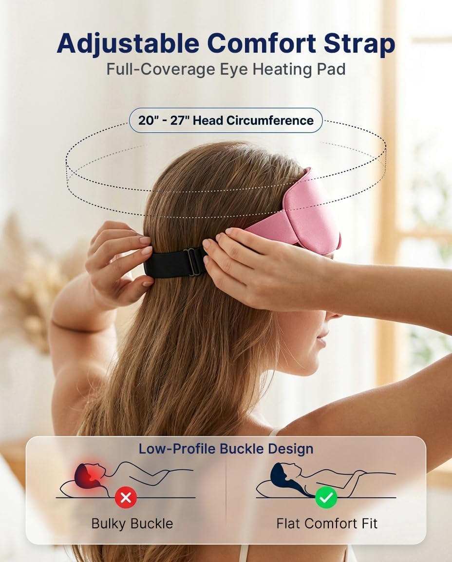 Heated Eye Mask for Dry Eyes, USB Powered Silk Warm Eye Compress & Eye Heating Pad, Washable Dry Eye Mask with 3 Heat & 4 Timer Settings for Blepharitis Stye Migraine Sinus MGD Puffiness（Blue）