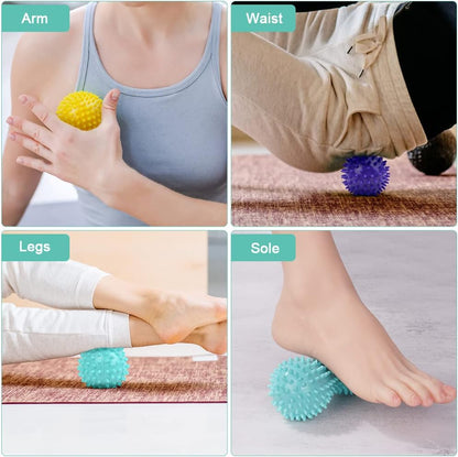 URAQT Spiky Massage Ball Set, 2 Pack Physical Therapy Massage Balls, Hard Lacrosse Ball & Spiky Massage Ball for Myofascial Release and Trigger Point Deep Tissue Massage (Blue)