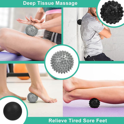 URAQT Spiky Massage Ball Set, 2 Pack Physical Therapy Massage Balls, Hard Lacrosse Ball & Spiky Massage Ball for Myofascial Release and Trigger Point Deep Tissue Massage (Blue)