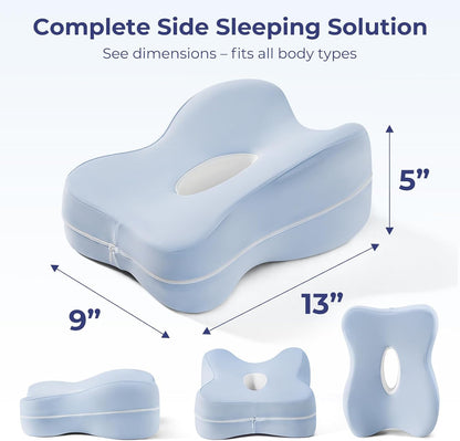 13" Extended-Length Knee Pillow for Side Sleepers with Full Thigh Support | Memory Foam Leg Pillow for Side Sleeping with Airflow Vent Reduces Heat – No Stiffening, Relieves Back/Hip/Knee Pain