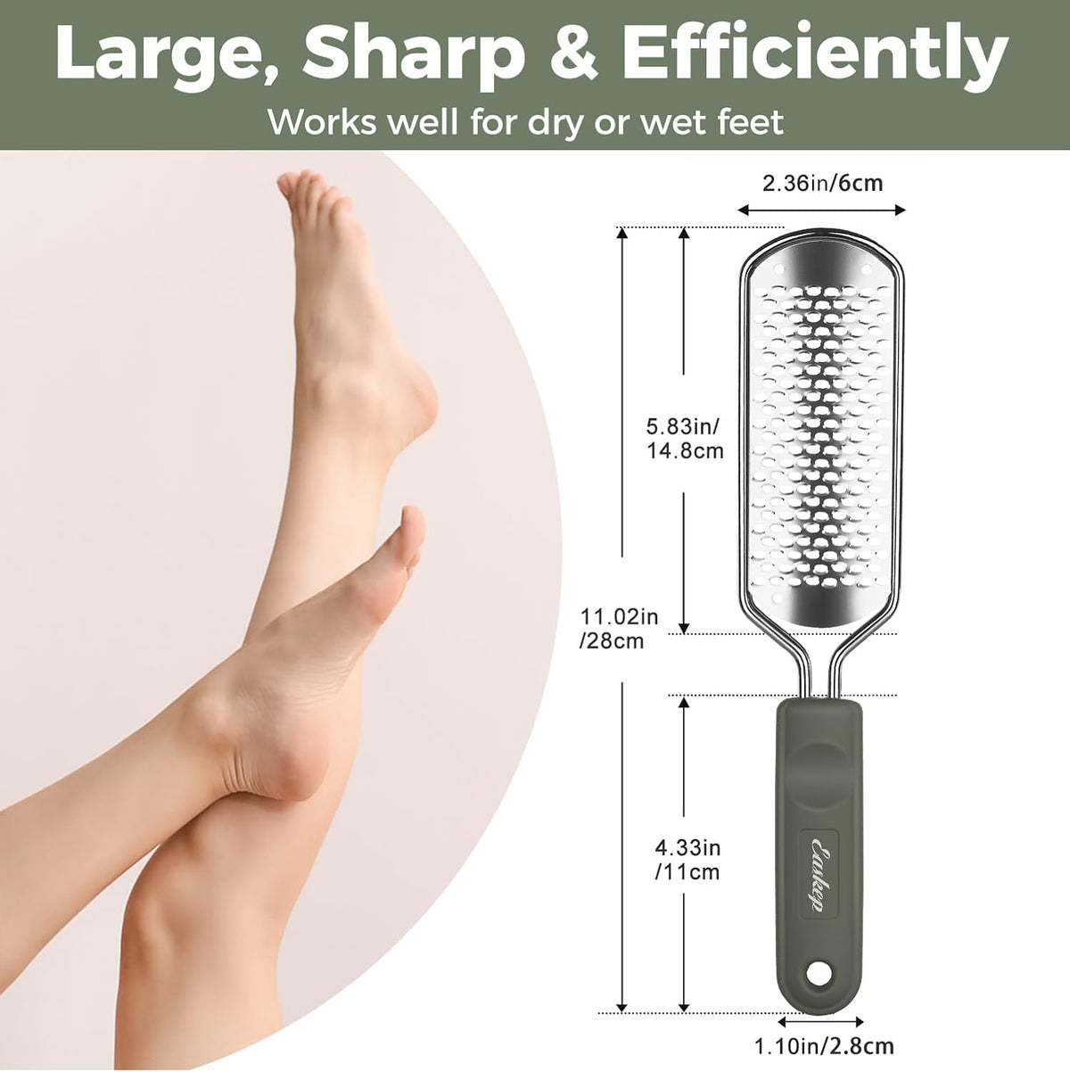 Foot File Foot Scrubber Pedicure - Callus Remover for Feet Easkep Professional Grater Rasp Foot Scraper Corns Callous Removers Cracked Dead Skin Remover for Dry and Wet Feet (Golden)