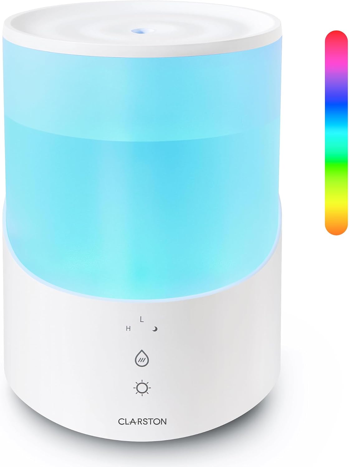 Clarston 2L Cool Mist Humidifier for Bedroom with 360° Adjustable Nozzle, High and Low Mist Levels, Ultra-Low Noise, Light-Off, No BPA, Auto Shut Off, Ideal Baby Humidifier with Easy Top Filling
