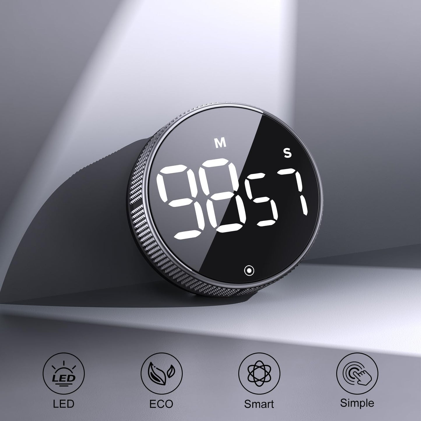 BlueSnail Kitchen Timer with LED Digital Display Smart Efficana for Home Classroom Gym Office, Volume and Brightness Adjustable Productivity Timer (Guncolor)