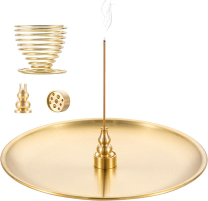 3 in 1 Brass Gourd Incense Burner Sticks Cones Coils Ash Catcher Home Decor