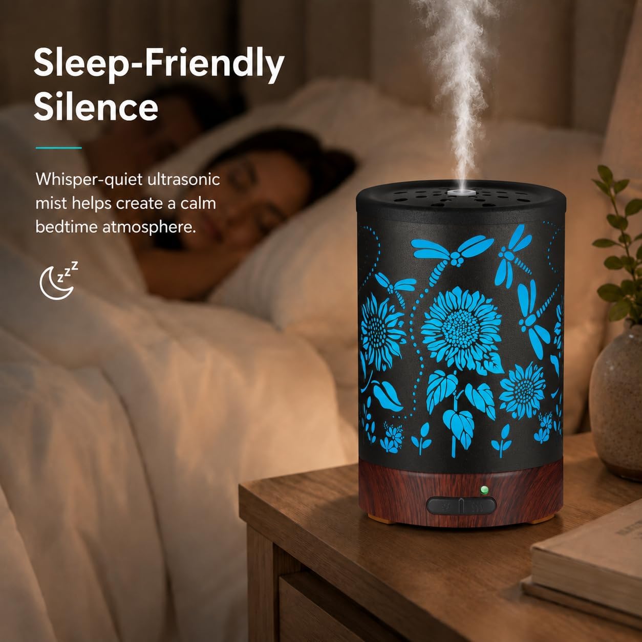 Essential Oil Diffuser, Ultrasonic Diffuser for Essential Oil, Cool Mist Humidifier Aromatherapy Diffuser with 7 Color Lighting Changing Modes, Waterless Auto Shut-Off for Home（Flower Fairy）