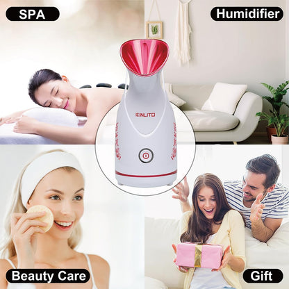 KINLITO Facial Steamer Ionic Face Steamer for Home Facial, Warm Mist Small Facial Steamer for Deep Cleaning Unclog Pores with Blackhead Remover, Aromatherapy Kit for Personal Home SPA (Blue)