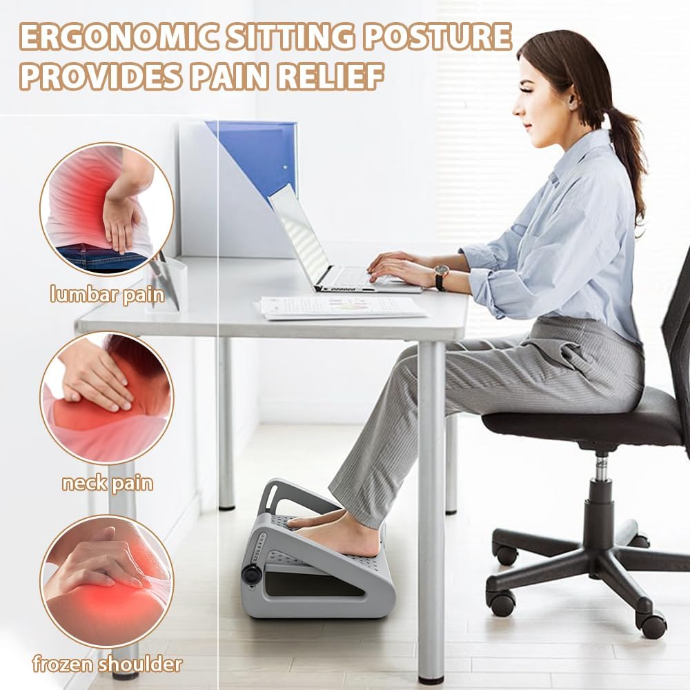 CasaZenith Foot Rest, Six Heights Adjustable Foot Rest for Under Desk at Work, Ergonomic Foots Stool for Under Office Desks, Under Desk Footrest with Foot Massage Roller, Chair Footrest for Leg Rests