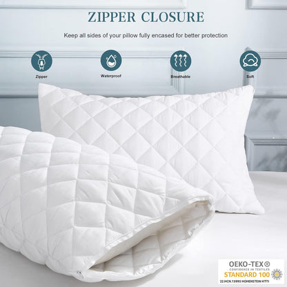 UNILIBRA Queen Mattress Protector Waterproof, Deep Pocket Mattress Pad Cover Fits to 6''-21'', Breathable Hollow Cotton Filling Quilted Mattress Protector for Queen Size