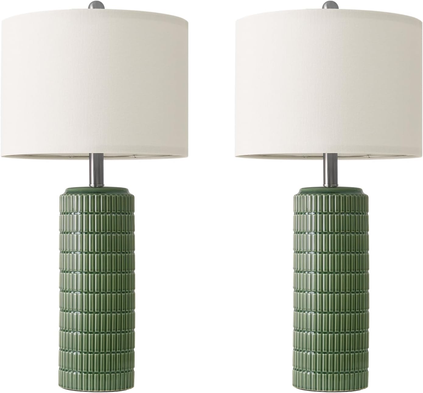 PoKat 23" Modern Ceramic Table Lamp Set of 2 for Living Room White Desk Lamps for Bedroom Farmhouse Bedside Nightstand Lamp House Warming Gifts New Home Decor End Table Lamps Gifts for Women Mom Beige