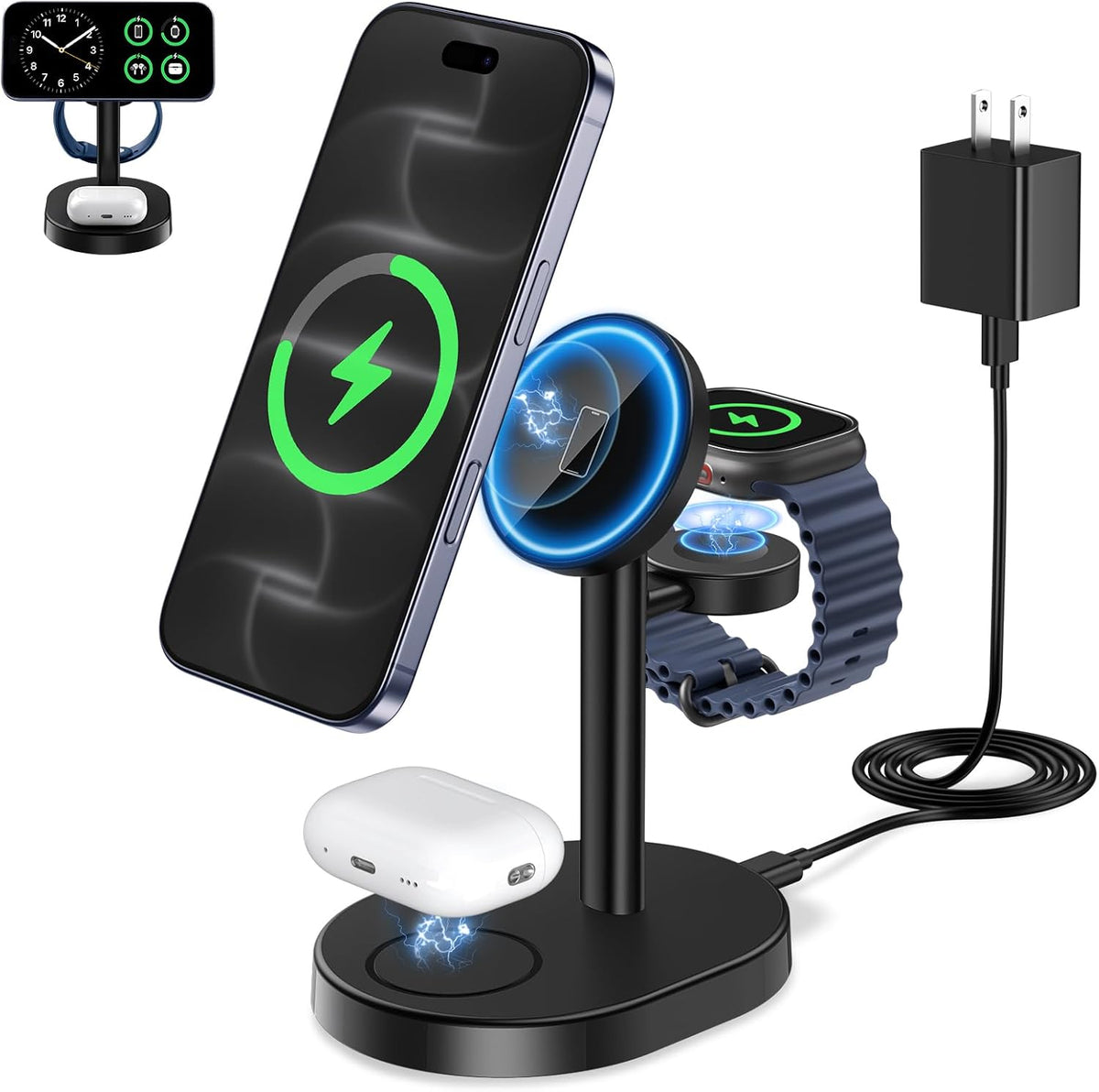 Mag-Safe Charger 3 in 1 Charging Station for iPhone Apple Watch AirPods