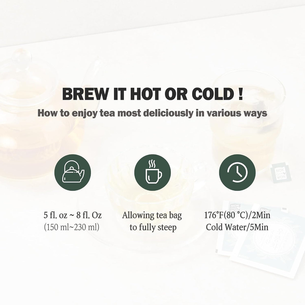 [Nokchawon] Oolong Tea, Premium Pure Tea, Semi-Fermented Tea from Korea, 50 Count Tea Bags, 2.1oz(60g)