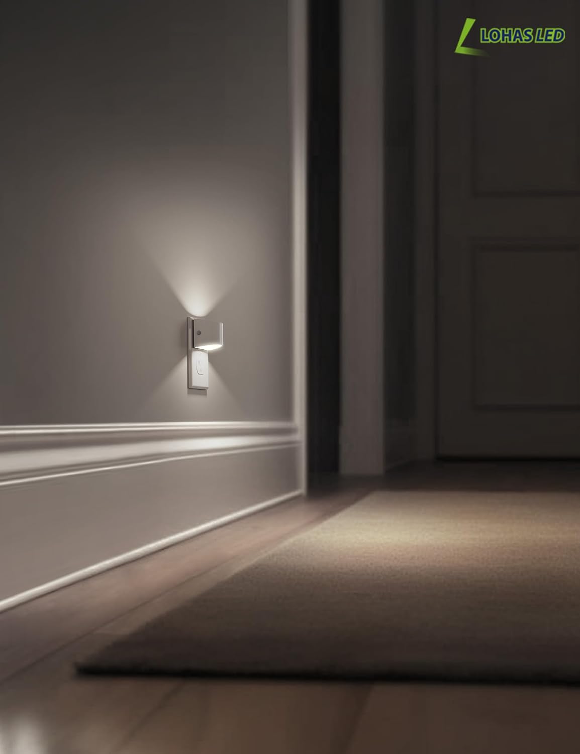 L LOHAS LED Night Light, Night Lights Plug into Wall with Dusk to Dawn Sensor, 3 Brightness Level, 2 Pack, 1600K Amber, White Housing
