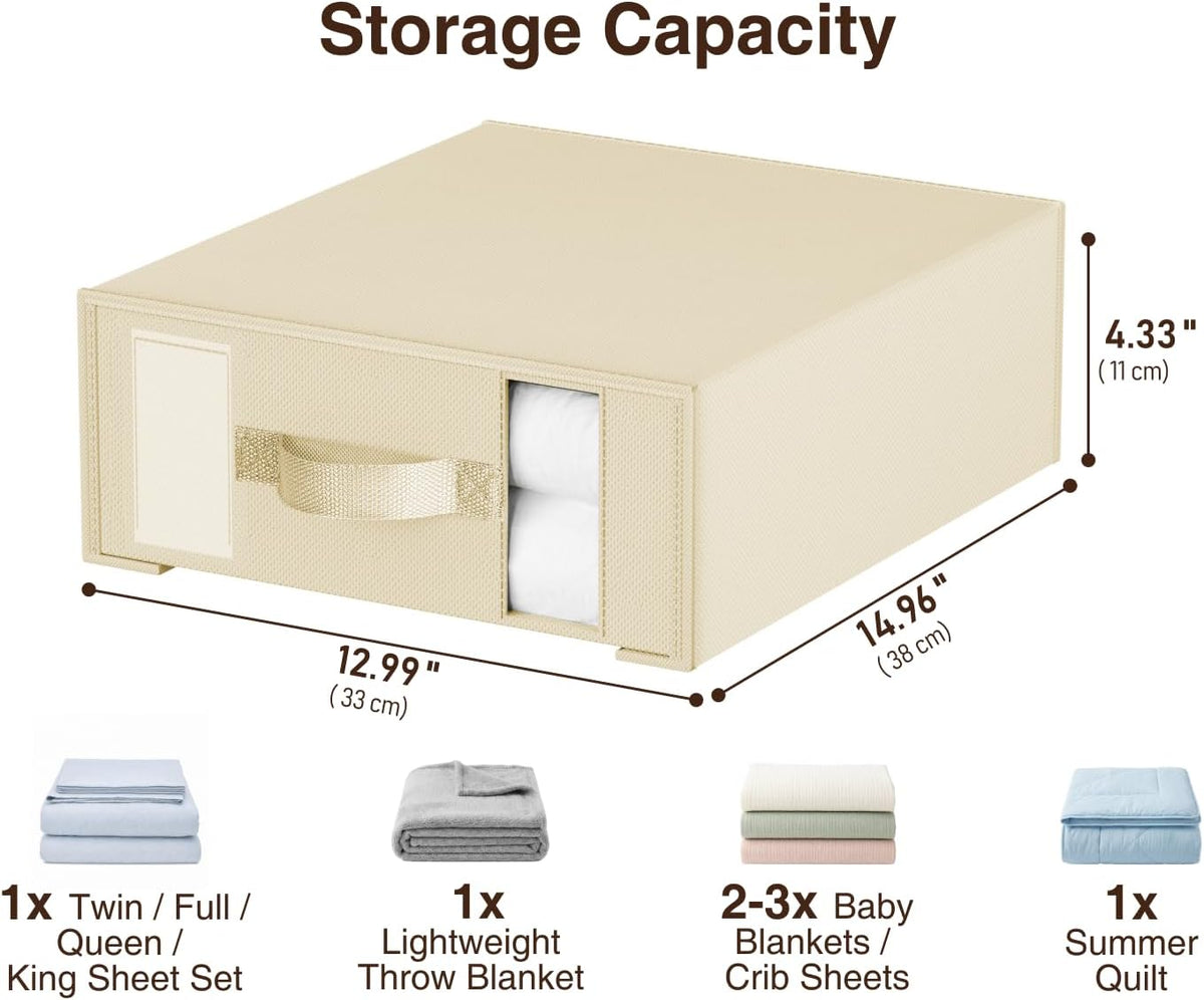 DIMJ Bed Sheet Organizers and Storage - Foldable Sheet Holder, Linen Closet Organizer Box for Sheets Set, Bedding, Blankets, Towel (King & Queen Size), Grey
