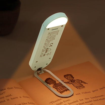 Akomid USB Rechargeable Book Light for Reading in Bed, 8 LEDs Bookmark Style Clip on, Eye-Cared Amber Light Mode for Kids, Blue Light Blocking, Stepless Dimming,Khaki