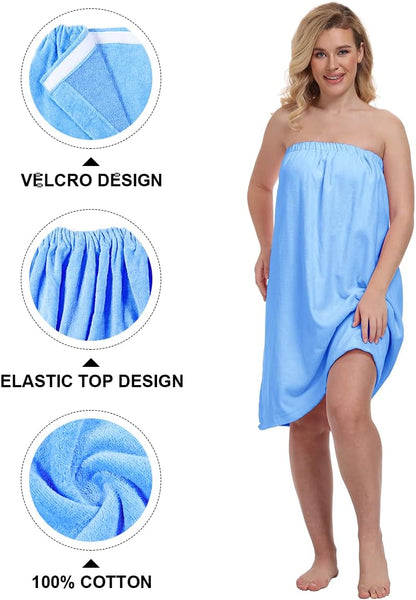 goodmansam Women's Cotton Shower Wrap Robes Spa Body Wrap Bathrobe Ultra Absorbent Cover up Towels