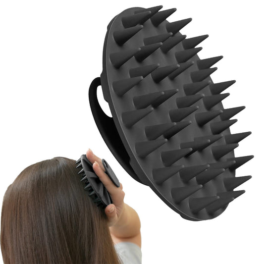 One-piece Silicone Scalp Massager Shampoo Brush Hair Wash Scrubber, Black