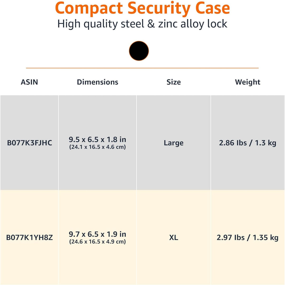 Amazon Basics Portable Security Case Lock Box Safe with Combination Lock for Documents, Valuables, Personal Items, Dorm Room, Home, Large, Black